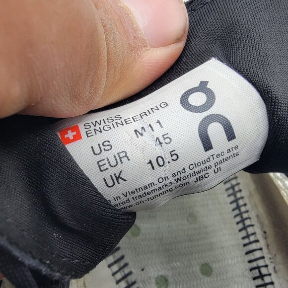 On Running Cloudboom Mens 12 White Black Green Shoes Athletic Running Walking - Picture 6 of 14